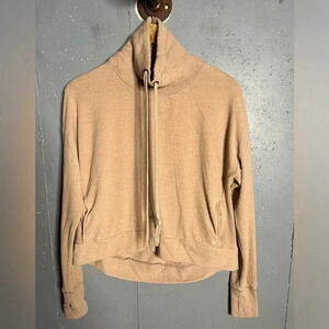 Sweaty Betty Harmonise Luxe Fleece Camel Sweatshirt Funnel Neck Sz XS